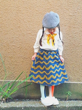 「bobo chose（ボボ チョース）のアイテム」を使った、みっちゃんさん（キッズ・90cm）の秋コーディネート