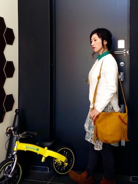 「フェザー」｜「アイテム（シャツワンピース）」を使った、maikoさん（レディース・152cm）の冬コーディネート
