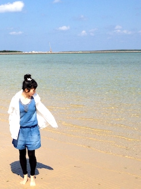 「海」｜「アイテム（ナイロンジャケット）」を使った、maikoさん（レディース・152cm）の冬コーディネート