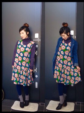 「レトロワンピース」｜「アイテム（その他）」を使った、maikoさん（レディース・152cm）の冬コーディネート