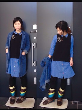 「寒い」｜「アイテム（シャツワンピース）」を使った、maikoさん（レディース・152cm）の冬コーディネート