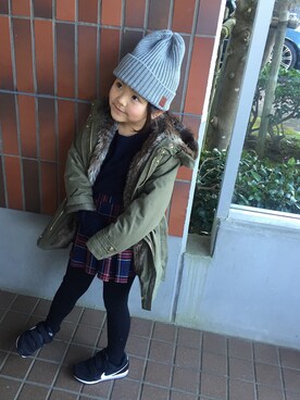 「5歳」｜「アイテム（ミリタリージャケット）」を使った、lilo&mumさん（キッズ・110cm）の冬コーディネート