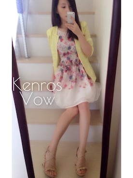 「アイテム（スーツジャケット、イエロー系）」を使った、Kenros Vow 肯玫瑰さん（レディース・157cm）の夏コーディネート