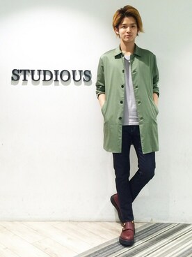 ステンカラーコートを使った Studious新宿店 のメンズ人気ファッションコーディネート Wear