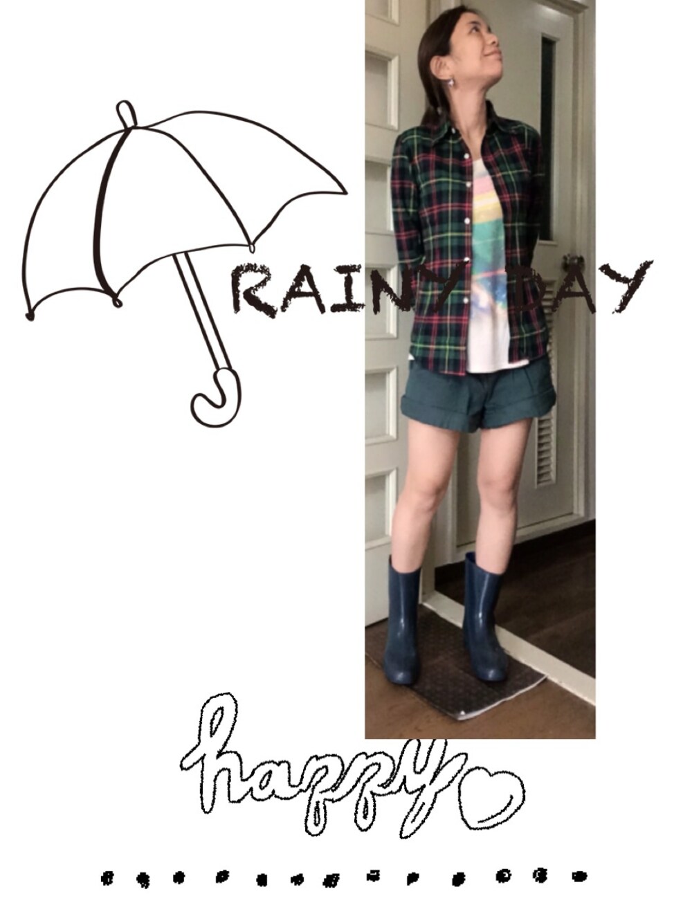 「雨の日コーデ」｜「GUのアイテム（その他パンツ、グリーン系）」を使った、みなとさん（レディース・152cm）の秋コーディネートの1枚目の写真