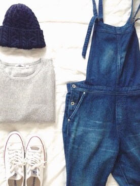 「カシミヤ」｜「アイテム（サロペット/オーバーオール）」を使った、mrkmrkさん（レディース・162cm）の冬コーディネート