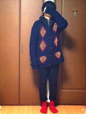 「エスニック」｜「アイテム（その他アウター）」を使った、きのさん（メンズ・175cm）の冬コーディネート