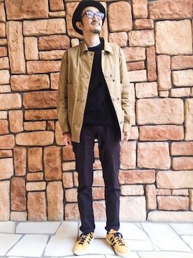 「雨」｜「アイテム（カバーオール）」を使った、メキしまさん（メンズ・174cm）の秋コーディネート