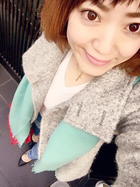 「Q（キュー）のアイテム（その他アウター）」を使った、まぁ◡ູ̈♡さん（レディース・158cm）の冬コーディネート