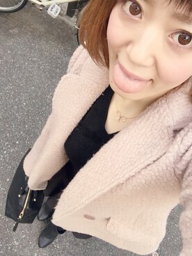 「Q（キュー）のアイテム（ステンカラーコート）」を使った、まぁ◡ູ̈♡さん（レディース・158cm）の冬コーディネート
