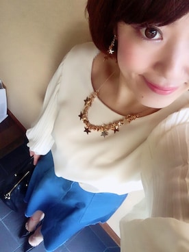 「フレアスリーブ」｜まぁ◡ູ̈♡さん（レディース・158cm）の春コーディネート