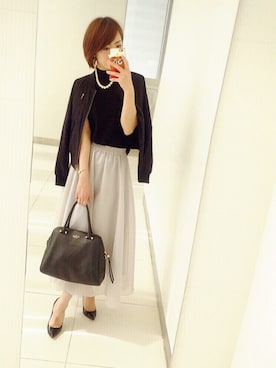 「肩掛け」｜「アイテム（MA-1）」を使った、まぁ◡ູ̈♡さん（レディース・158cm）の秋コーディネート