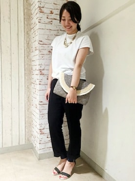 「アイテム（サンダル、グリーン系）」を使った、Le Talon 新宿店スタッフさん（レディース・160cm）の春コーディネート