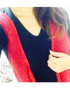 「アイテム（ベスト、レッド系）」を使った、Yumena Nagaseさん（レディース・158cm）の秋コーディネート