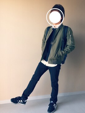 「アイテム（MA-1）」を使った、Naoさん（メンズ・169cm・20代）の秋コーディネート
