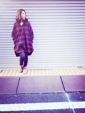 「Traditional Weatherwear（トラディショナルウェザーウェア）のアイテム（ワンピース、レッド系）」を使った、✂️meri✂️さん（レディース・156cm）の秋コーディネート