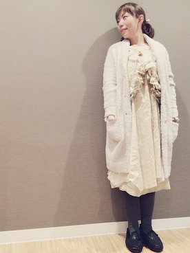 「アイテム（ワンピース/ドレス、ベージュ系）」を使った、✂️meri✂️さん（レディース・156cm）の冬コーディネート