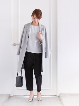 「NATURAL BEAUTY BASIC（ナチュラルビューティーベーシック）のアイテム（チェスターコート）」を使った、NBB STAFF03さん（レディース・163cm）の冬コーディネート