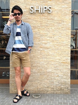 「SHIPS」｜飯沼さん（メンズ・178cm）の夏コーディネート