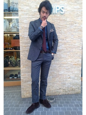 「SHIPS（シップス）のアイテム（フォーマルスーツ/小物）」を使った、飯沼さん（メンズ・178cm）の秋コーディネート