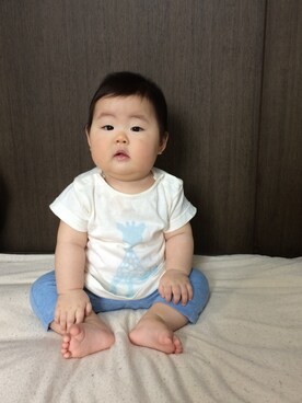 「Sophie la girafe（ソフィーラジラフ）のアイテム（トップス）」を使った、あかねくん&たっくんさん（キッズ・70cm）の夏コーディネート