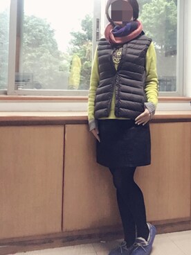 「アイテム（ダウンベスト、その他）」を使った、niuさん（レディース・159cm）の冬コーディネート
