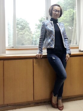 「MANGO（マンゴ）のアイテム（ブルゾン）」を使った、niuさん（レディース・159cm）の冬コーディネート