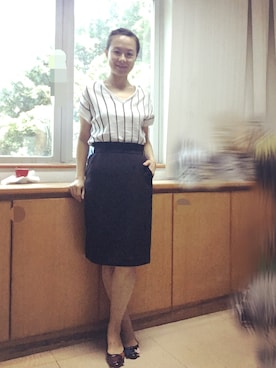 「アイテム（スカート）」を使った、niuさん（レディース・159cm）の秋コーディネート