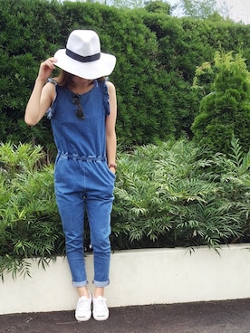「united arrows」｜「アイテム（オールインワン・サロペット）」を使った、かーなさん（レディース・159cm）の夏コーディネート