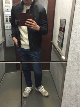 「GOSTAR DE FUGA（ゴスタール ジフーガ）のアイテム（ミリタリージャケット）」を使った、Takanori Sakamotoさん（メンズ・173cm）の冬コーディネート