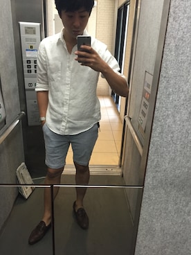 「GOSTAR DE FUGA（ゴスタール ジフーガ）のアイテム（その他シューズ）」を使った、Takanori Sakamotoさん（メンズ・173cm）の夏コーディネート