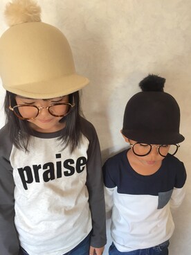 「abcd（ナシ）のアイテム（キャップ）」を使った、cotooo**さん（キッズ・130cm）の秋コーディネート