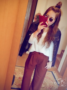 「FIVESHOPのアイテム（その他パンツ、オレンジ系）」を使った、＊花子＊さん（レディース・154cm）の春コーディネート