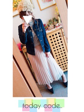 「UNIQLO（ユニクロ）のアイテム（スカート、ピンク系）」を使った、＊花子＊さん（レディース・154cm）の春コーディネート