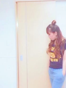 「しまむら（シマムラ）のアイテム（Tシャツ/カットソー、ブルー系）」を使った、＊花子＊さん（レディース・154cm）の夏コーディネート