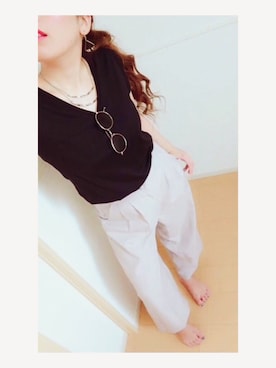 「MOUSSY（マウジー）のアイテム（Tシャツ/カットソー、ブラック系）」を使った、＊花子＊さん（レディース・154cm）の夏コーディネート