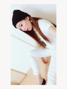 「no brand（ノーブランド）のアイテム（その他パンツ、ホワイト系）」を使った、＊花子＊さん（レディース・154cm）の夏コーディネート