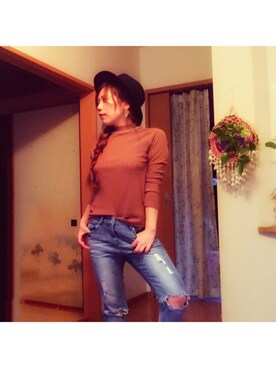 「しまむら（シマムラ）のアイテム（Tシャツ/カットソー、その他）」を使った、＊花子＊さん（レディース・154cm）の秋コーディネート