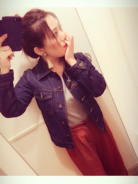 「GU（ジーユー）のアイテム（デニムジャケット、ブルー系）」を使った、＊花子＊さん（レディース・154cm）の秋コーディネート