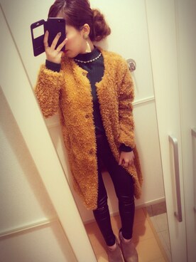 「Riche glamour（リシェグラマー）のアイテム（ジャケット/アウター、ブラウン系）」を使った、＊花子＊さん（レディース・154cm）の冬コーディネート