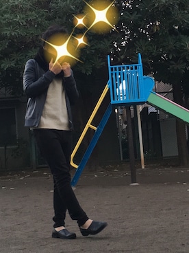 「クリスマス」｜「アイテム（MA-1）」を使った、ぱくしさん（メンズ・163cm）の冬コーディネート