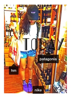 「patagonia（パタゴニア）のアイテム（キャップ、ブラック系）」を使った、sakuraさん（レディース・164cm）の秋コーディネート