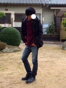 「no brand（ノーブランド）のアイテム（ダッフルコート）」を使った、Mihaさん（メンズ・170cm）の冬コーディネート