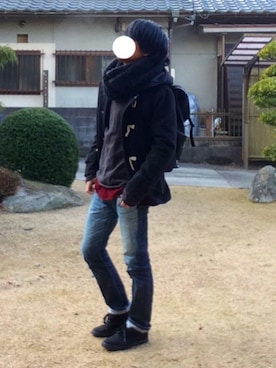 「no brand（ノーブランド）のアイテム（ダッフルコート）」を使った、Mihaさん（メンズ・170cm）の冬コーディネート