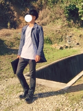 「リング」｜「アイテム（ステンカラーコート）」を使った、Mihaさん（メンズ・170cm）の秋コーディネート