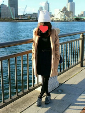 「黒ニット」｜みこさん（レディース・151cm）の冬コーディネート