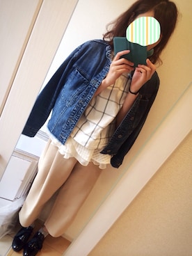 「だぼだぼ」｜「アイテム（デニムジャケット）」を使った、小太郎♡さん（レディース・166cm）の秋コーディネート