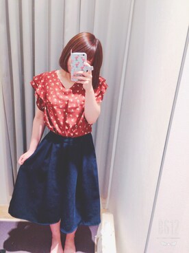 「アイテム（その他トップス、ブラウン系）」を使った、moonさん（レディース・155cm）の夏コーディネート