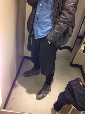 「优衣库のアイテム（Shirts、ブルー系）」を使った、Supremacismさん（メンズ・175cm）の冬コーディネート