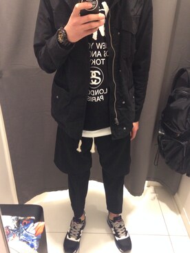 「STUSSY（ステューシー）のアイテム（T Shirts、ブラック系）」を使った、Supremacismさん（メンズ・175cm）の春コーディネート